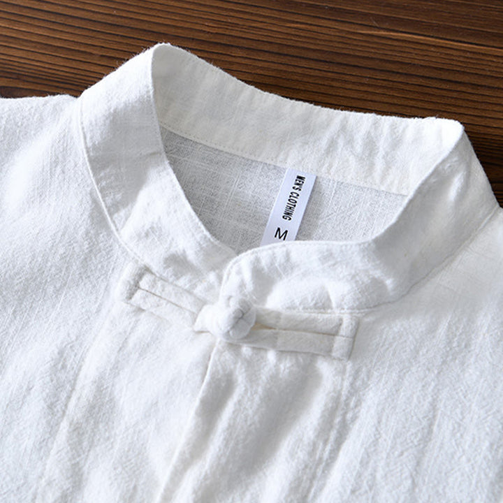 Buddha Stones Frog-Button Chinese Tang Suit Cotton Linen Men Jacket Shirt With Pockets - image 8