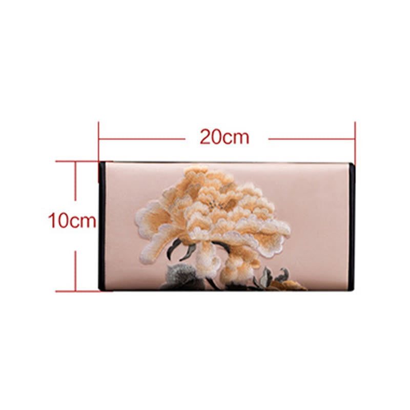 Buddha Stones Peony Flower Su Embroidery Journey Shopping Long Purse Handbag  - image 10