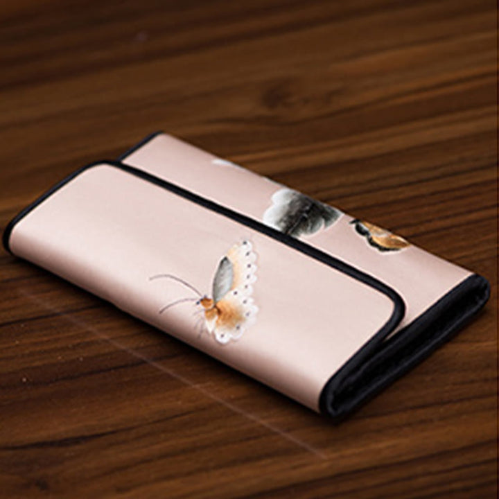 Buddha Stones Peony Flower Su Embroidery Journey Shopping Long Purse Handbag  - image 3