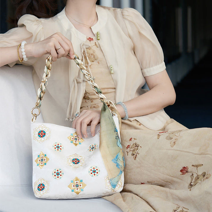 Buddha Stones Satin Su Embroidery Journey Shopping Shoulder Bag Handbag Crossbody Bag - image 26