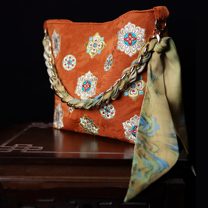 Buddha Stones Satin Su Embroidery Journey Shopping Shoulder Bag Handbag Crossbody Bag - image 9