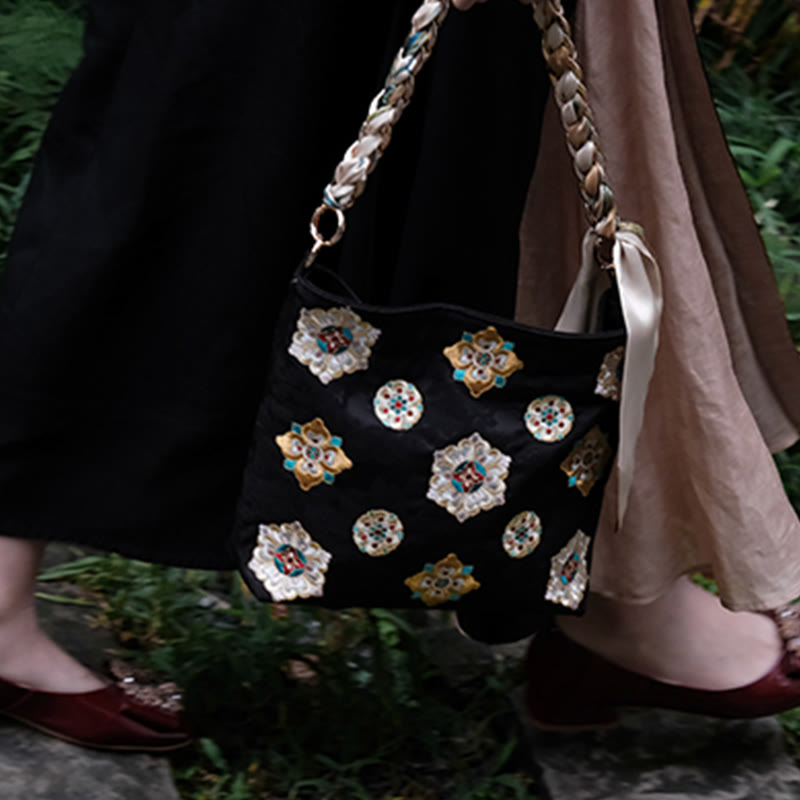 Buddha Stones Satin Su Embroidery Journey Shopping Shoulder Bag Handbag Crossbody Bag - image 15