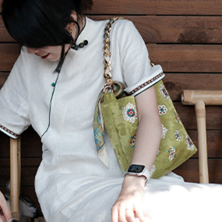 Buddha Stones Satin Su Embroidery Journey Shopping Shoulder Bag Handbag Crossbody Bag - image 3