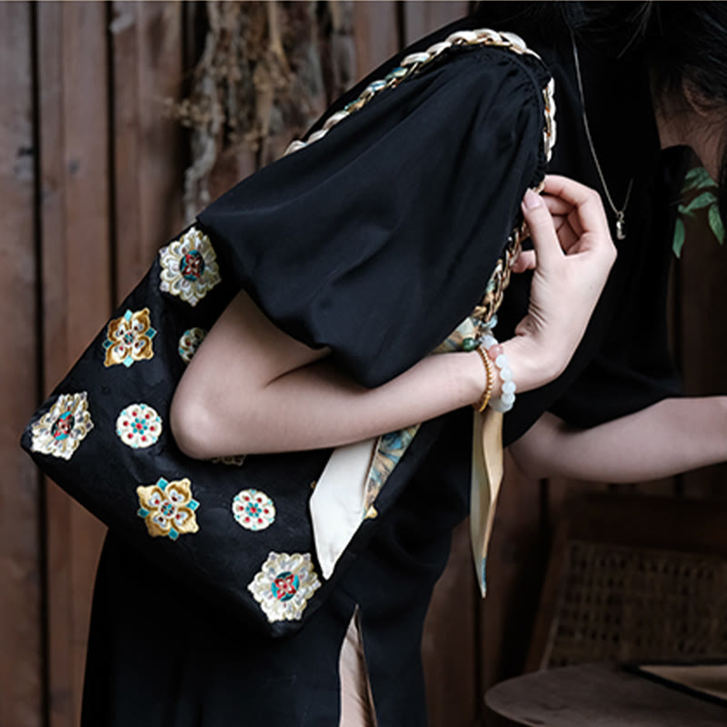 Buddha Stones Satin Su Embroidery Journey Shopping Shoulder Bag Handbag Crossbody Bag - image 13