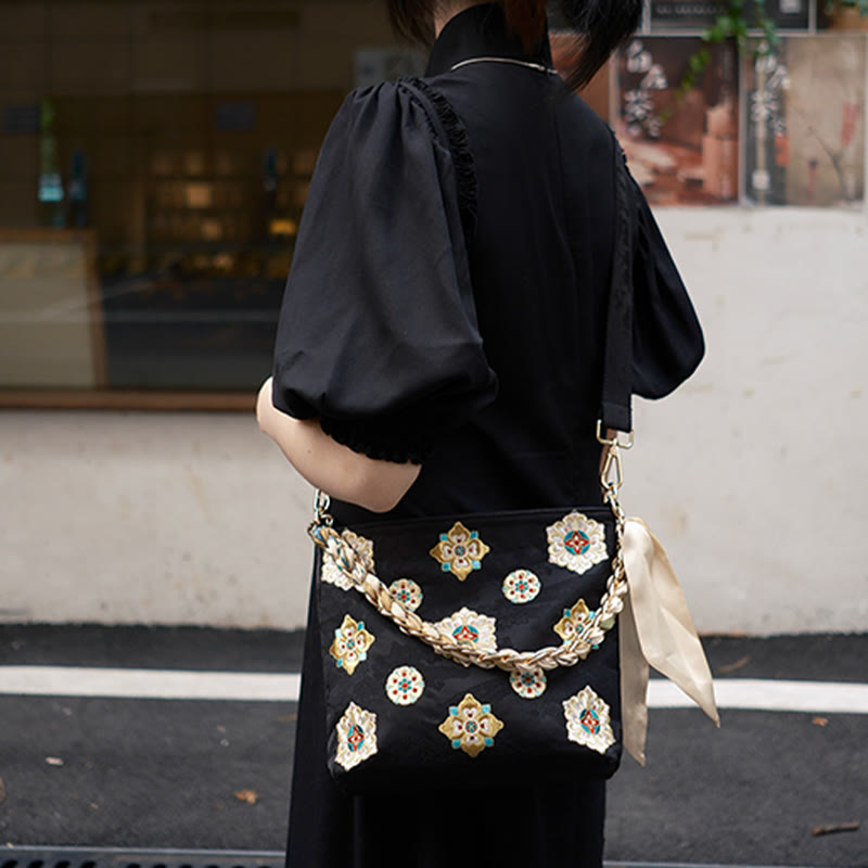 Buddha Stones Satin Su Embroidery Journey Shopping Shoulder Bag Handbag Crossbody Bag - image 12