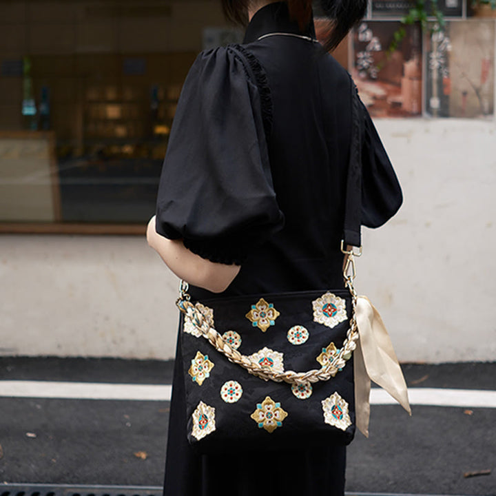 Buddha Stones Satin Su Embroidery Journey Shopping Shoulder Bag Handbag Crossbody Bag - image 12