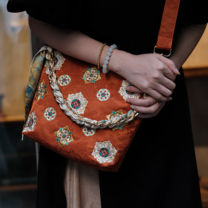 Buddha Stones Satin Su Embroidery Journey Shopping Shoulder Bag Handbag Crossbody Bag - image 8