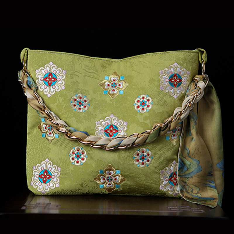 Buddha Stones Satin Su Embroidery Journey Shopping Shoulder Bag Handbag Crossbody Bag - image 5
