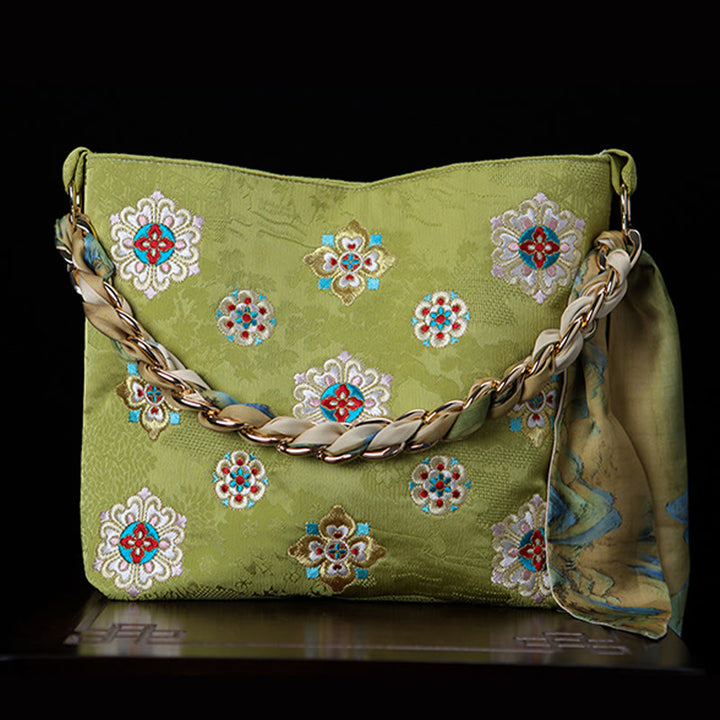Buddha Stones Satin Su Embroidery Journey Shopping Shoulder Bag Handbag Crossbody Bag - image 5