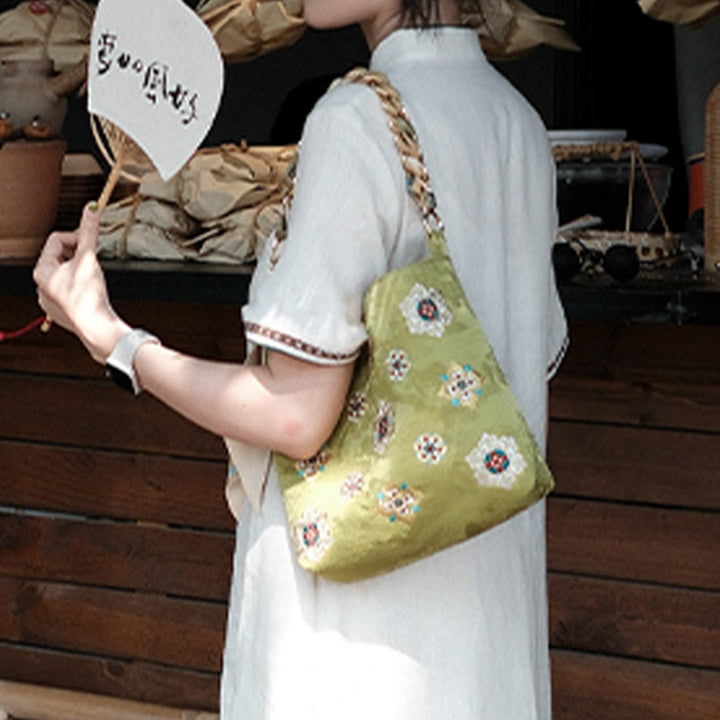 Buddha Stones Satin Su Embroidery Journey Shopping Shoulder Bag Handbag Crossbody Bag - image 2