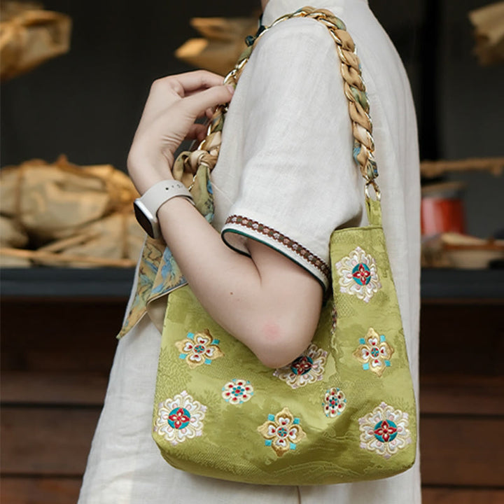 Buddha Stones Satin Su Embroidery Journey Shopping Shoulder Bag Handbag Crossbody Bag - image 4