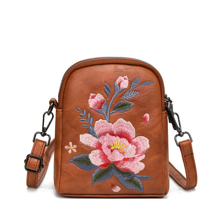 Buddha Stones Lotus Su Embroidery Journey Shopping Purse Shoulder Bag Crossbody Bag - Yellow (15*7*18cm) - image 3