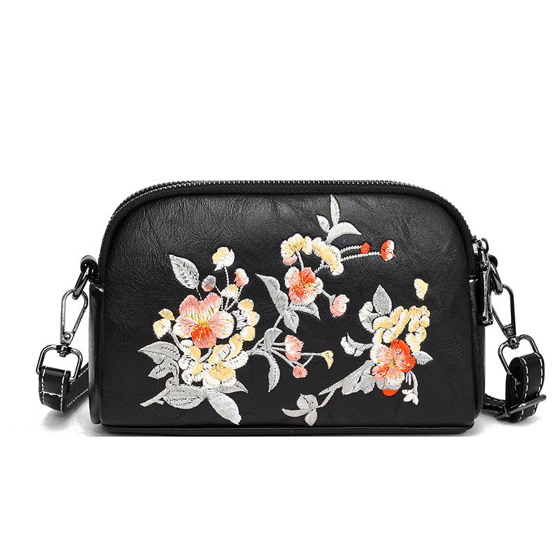 Buddha Stones Peony Pomegranate Flowers Su Embroidery Journey Shopping Purse Shoulder Bag Crossbody Bag - Black (Pomegranate) 15*7*18cm - image 10