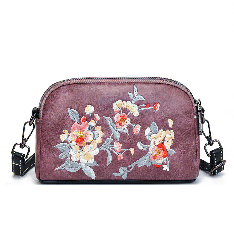 Buddha Stones Peony Pomegranate Flowers Su Embroidery Journey Shopping Purse Shoulder Bag Crossbody Bag - Pink (Pomegranate) 15*7*18cm - image 13