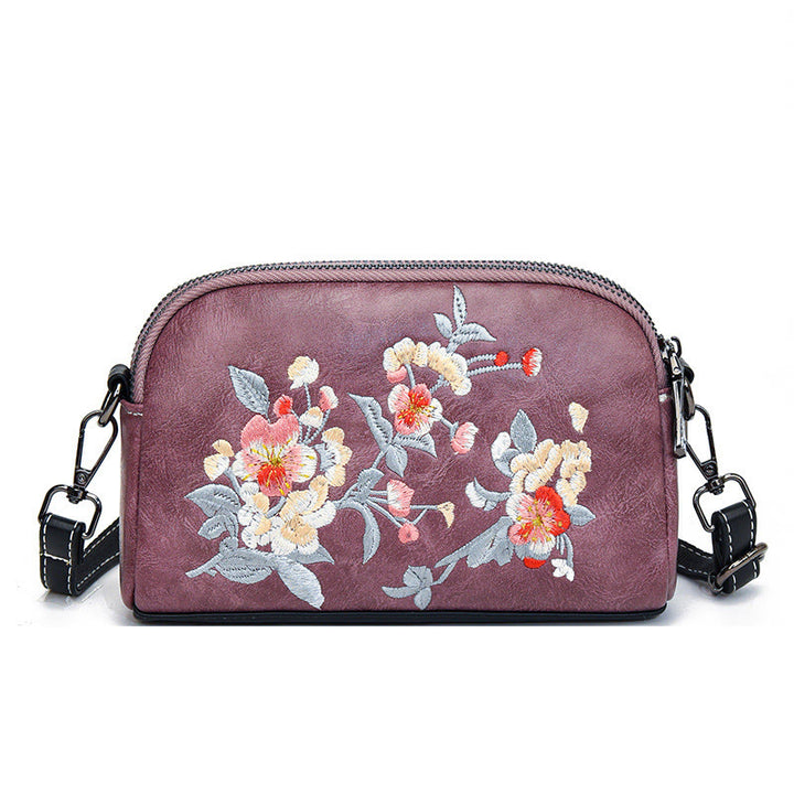 Buddha Stones Peony Pomegranate Flowers Su Embroidery Journey Shopping Purse Shoulder Bag Crossbody Bag - Pink (Pomegranate) 15*7*18cm - image 13