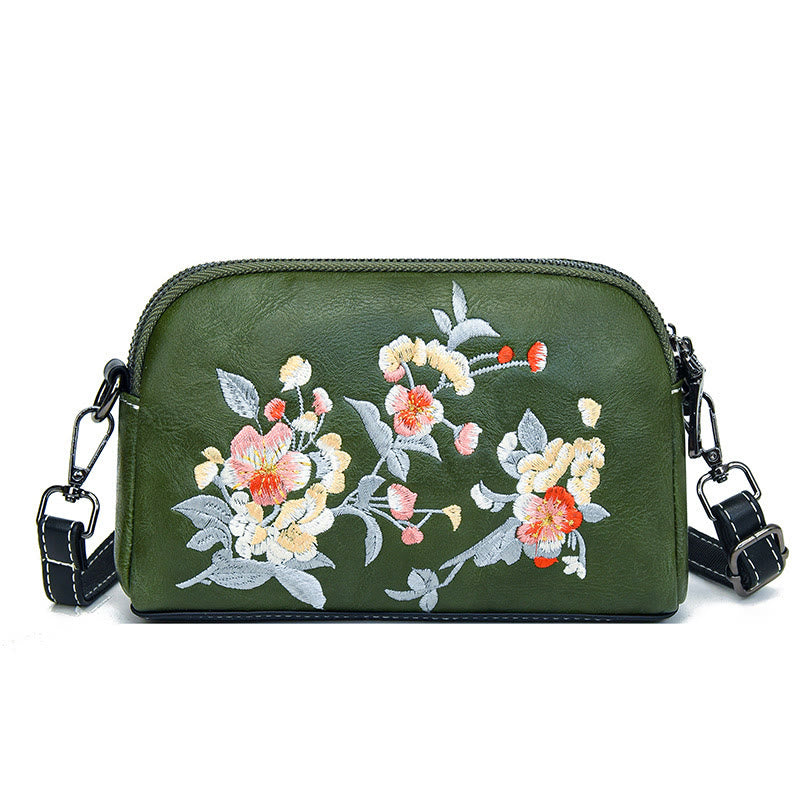 Buddha Stones Peony Pomegranate Flowers Su Embroidery Journey Shopping Purse Shoulder Bag Crossbody Bag - Green (Pomegranate) 15*7*18cm - image 20