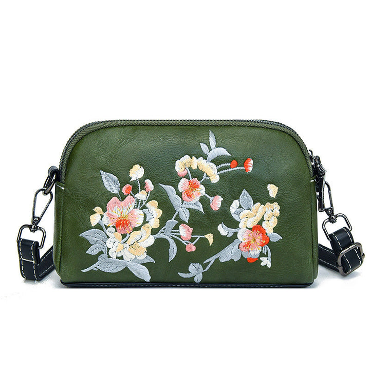 Buddha Stones Peony Pomegranate Flowers Su Embroidery Journey Shopping Purse Shoulder Bag Crossbody Bag - Green (Pomegranate) 15*7*18cm - image 20