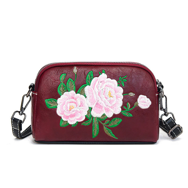Buddha Stones Peony Pomegranate Flowers Su Embroidery Journey Shopping Purse Shoulder Bag Crossbody Bag - Red (Peony) 15*7*18cm - image 24
