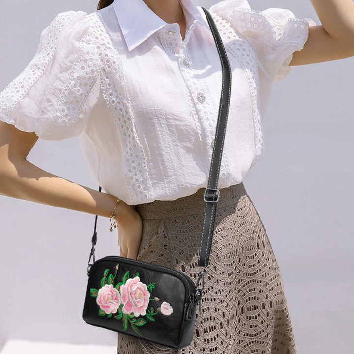 Buddha Stones Peony Pomegranate Flowers Su Embroidery Journey Shopping Purse Shoulder Bag Crossbody Bag - image 9