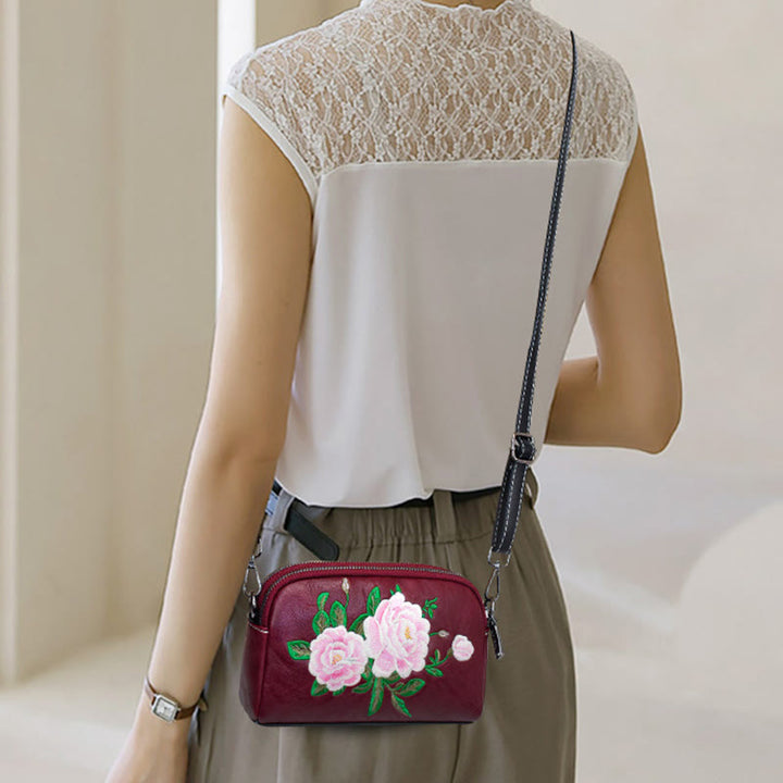 Buddha Stones Peony Pomegranate Flowers Su Embroidery Journey Shopping Purse Shoulder Bag Crossbody Bag - image 26