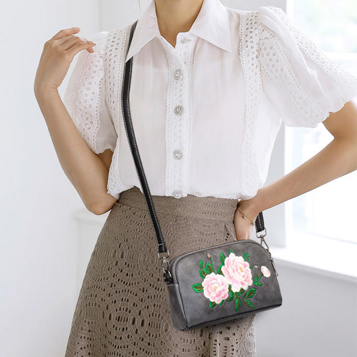 Buddha Stones Peony Pomegranate Flowers Su Embroidery Journey Shopping Purse Shoulder Bag Crossbody Bag - image 30