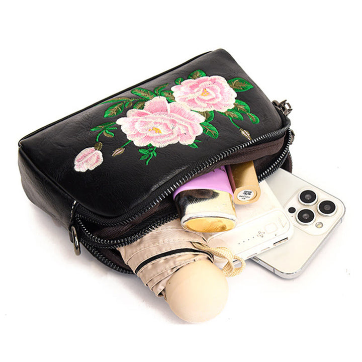 Buddha Stones Peony Pomegranate Flowers Su Embroidery Journey Shopping Purse Shoulder Bag Crossbody Bag - image 2