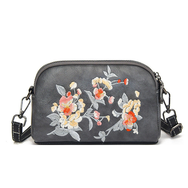 Buddha Stones Peony Pomegranate Flowers Su Embroidery Journey Shopping Purse Shoulder Bag Crossbody Bag - Gray (Pomegranate) 15*7*18cm - image 16