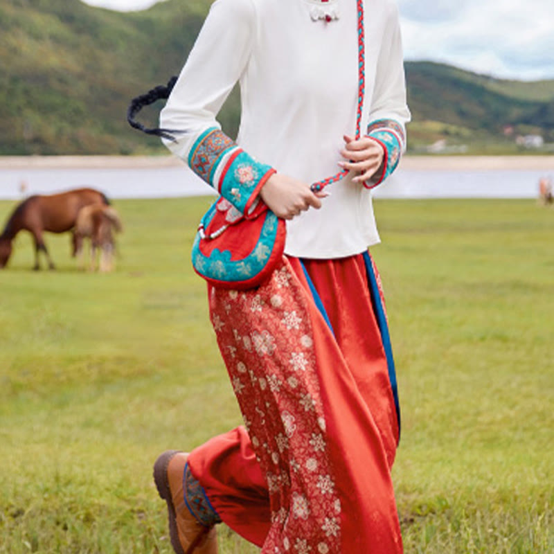 Buddha Stones Ethnic Style Su Embroidery Journey Shopping Shoulder Bag Handbag Crossbody Bag - image 11