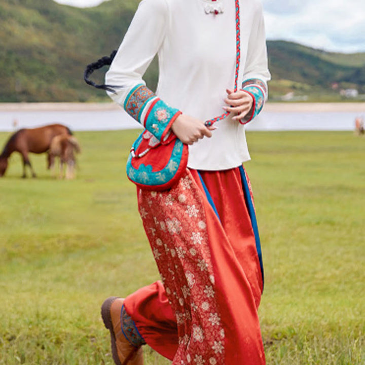 Buddha Stones Ethnic Style Su Embroidery Journey Shopping Shoulder Bag Handbag Crossbody Bag - image 11