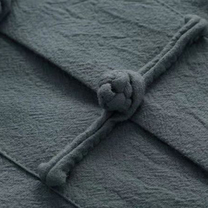 Buddha Stones 2Pcs Tang Suit Traditional Frog-Button Uniform Long Sleeve Shirt Pants Men's Set - image 10