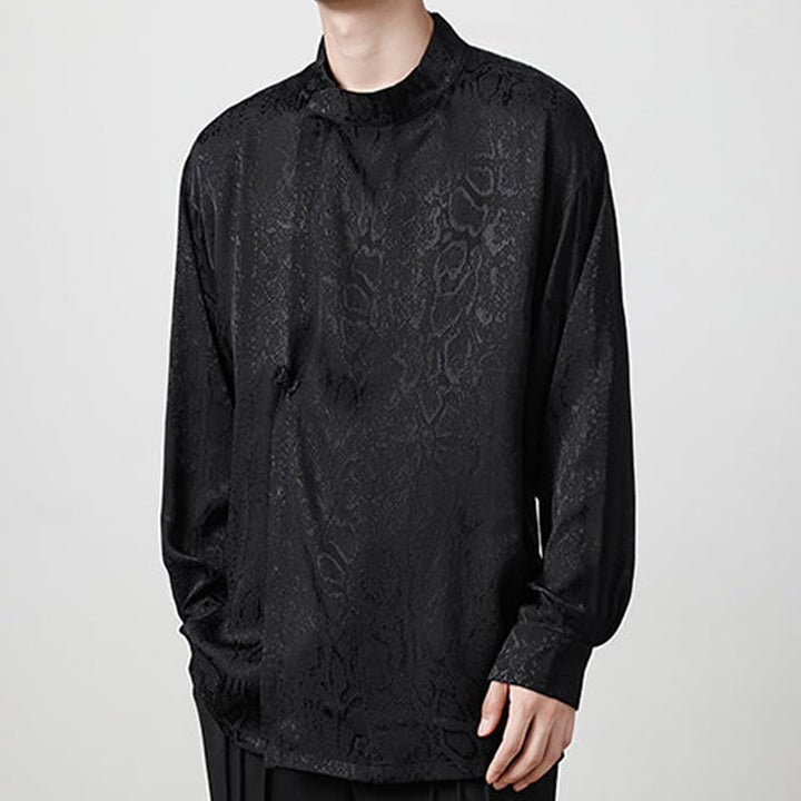 Buddha Stones Fall Jacquard Long Sleeve Frog-Button Shirt Men Clothing - image 13