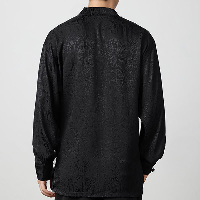 Buddha Stones Fall Jacquard Long Sleeve Frog-Button Shirt Men Clothing - image 12