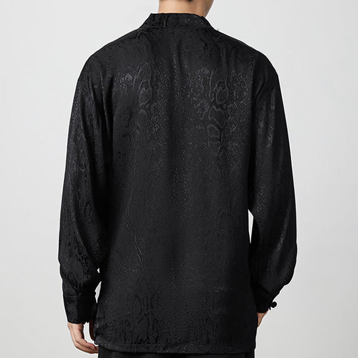 Buddha Stones Fall Jacquard Long Sleeve Frog-Button Shirt Men Clothing - image 12