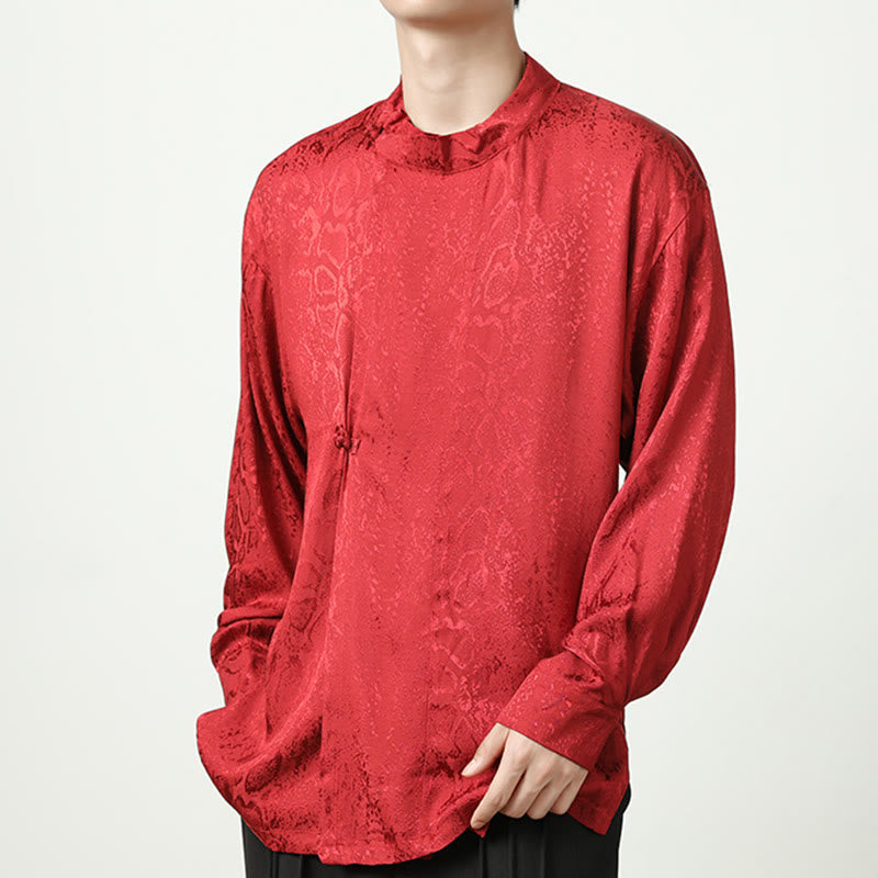 Buddha Stones Fall Jacquard Long Sleeve Frog-Button Shirt Men Clothing - image 19