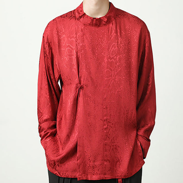 Buddha Stones Fall Jacquard Long Sleeve Frog-Button Shirt Men Clothing - image 20