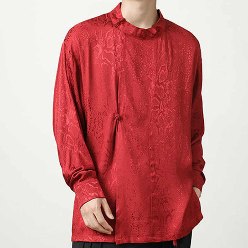 Buddha Stones Fall Jacquard Long Sleeve Frog-Button Shirt Men Clothing - image 22