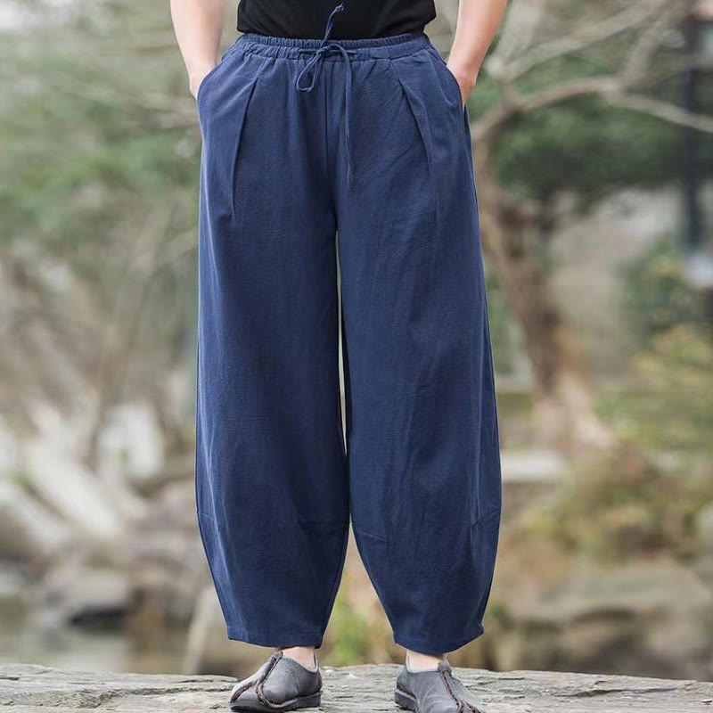 Buddha Stones Casual Simple Drawstring Men's Harem Pants With Pockets - image 3