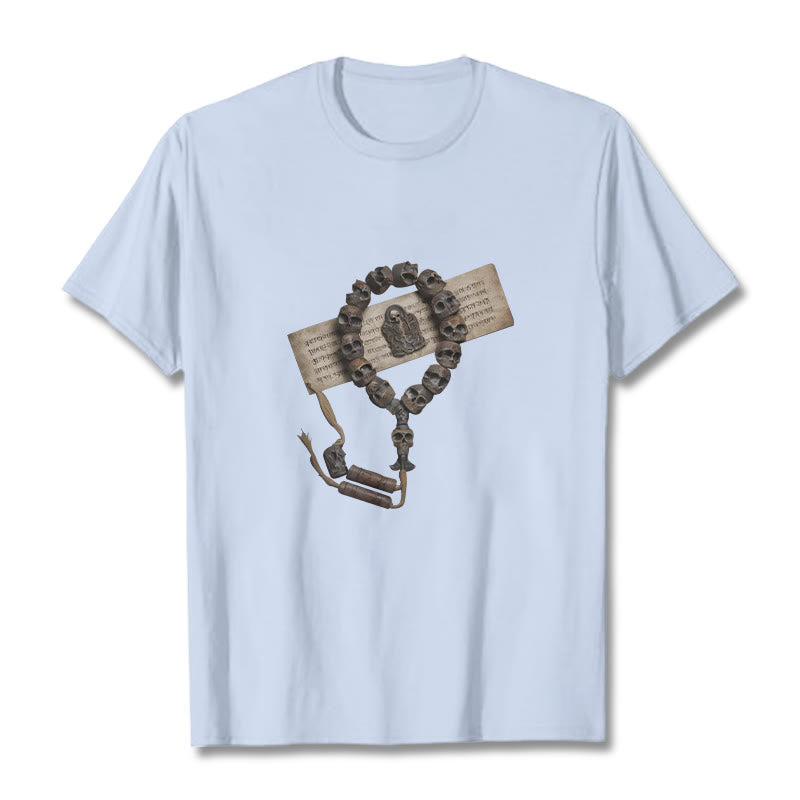 Buddha Stones Tibetan The Lord Of The Corpse Forest Beads Pattern Tee T-shirt - Light Cyan - 2XL - image 12