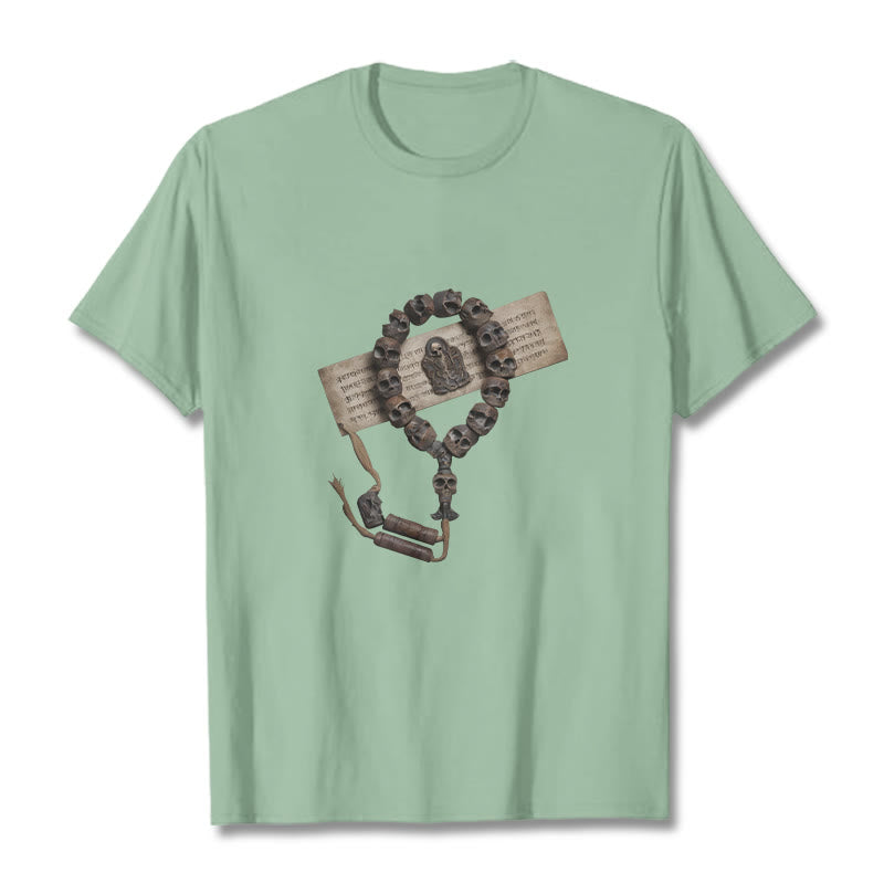 Buddha Stones Tibetan The Lord Of The Corpse Forest Beads Pattern Tee T-shirt - Pale Green - 2XL - image 15