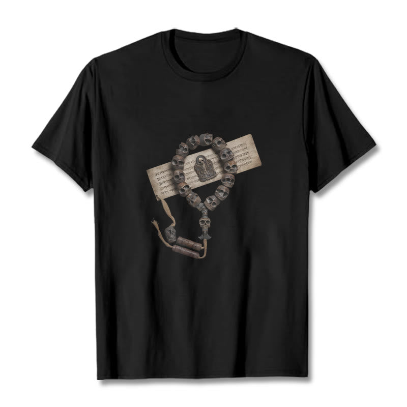 Buddha Stones Tibetan The Lord Of The Corpse Forest Beads Pattern Tee T-shirt - Black - 2XL - image 8