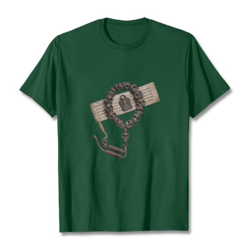 Buddha Stones Tibetan The Lord Of The Corpse Forest Beads Pattern Tee T-shirt - Forest Green - 2XL - image 6