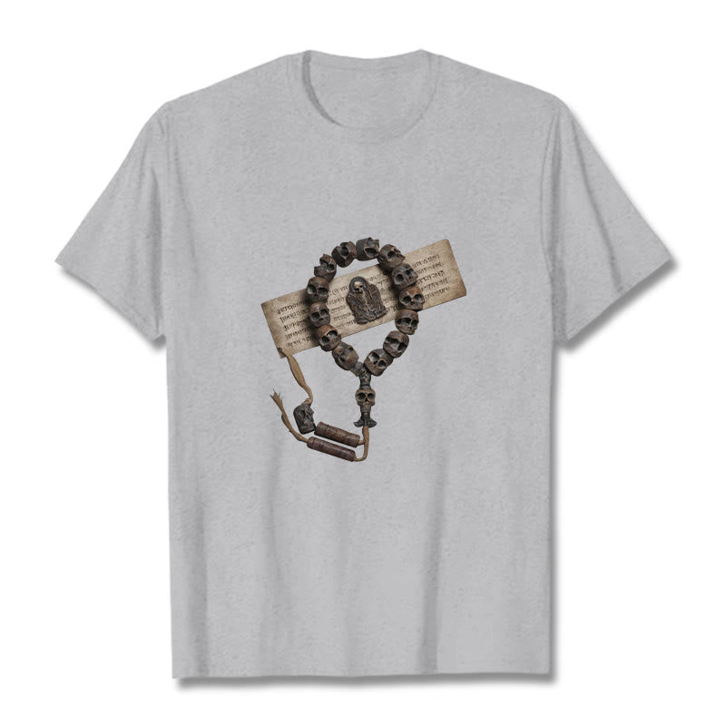 Buddha Stones Tibetan The Lord Of The Corpse Forest Beads Pattern Tee T-shirt - Light Grey - 2XL - image 21