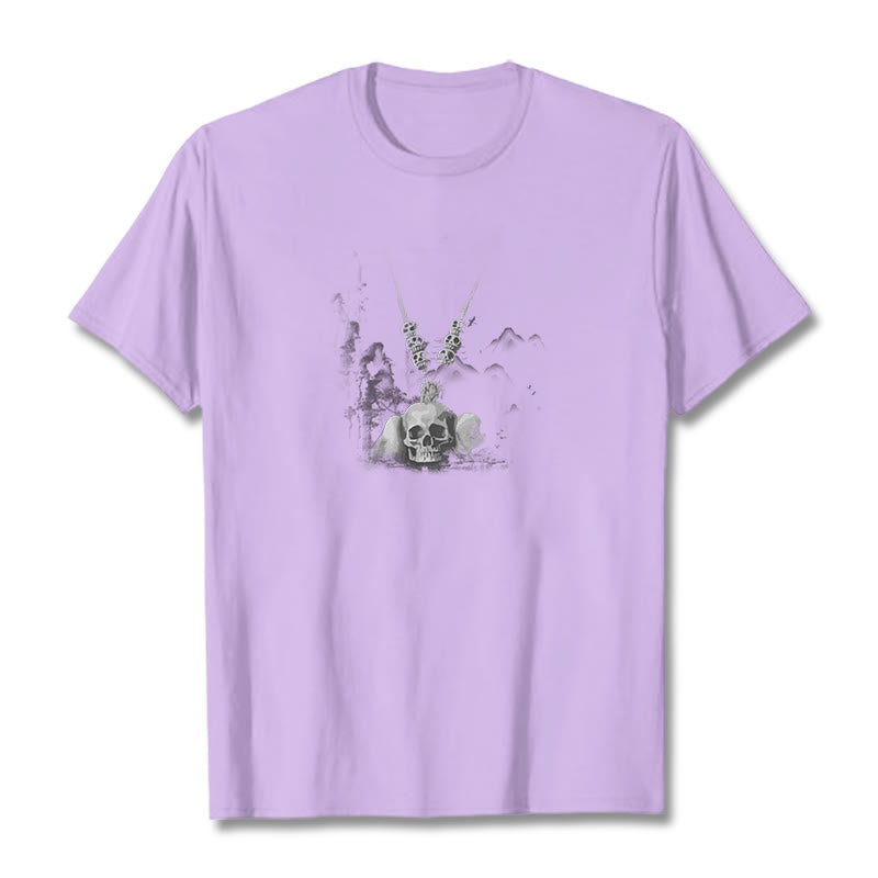 Buddha Stones Tibetan The Lord Of The Corpse Forest Skulls Pendant Clouds Design Tee T-shirt - Plum - 2XL - image 17