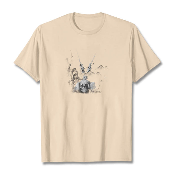 Buddha Stones Tibetan The Lord Of The Corpse Forest Skulls Pendant Clouds Design Tee T-shirt - Bisque - 2XL - image 19