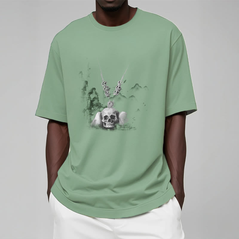 Buddha Stones Tibetan The Lord Of The Corpse Forest Skulls Pendant Clouds Design Tee T-shirt - image 16