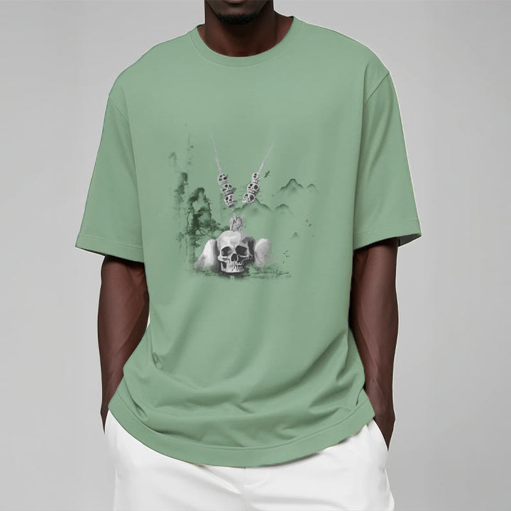 Buddha Stones Tibetan The Lord Of The Corpse Forest Skulls Pendant Clouds Design Tee T-shirt - image 16