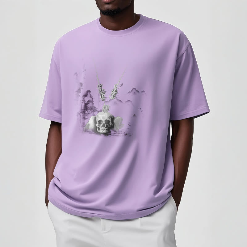 Buddha Stones Tibetan The Lord Of The Corpse Forest Skulls Pendant Clouds Design Tee T-shirt - image 18