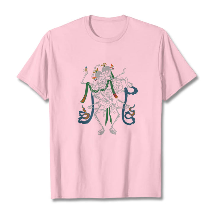 Buddha Stones Tibetan The Lord Of The Corpse Forest Design Tee T-shirt - Light Pink - 2XL - image 13