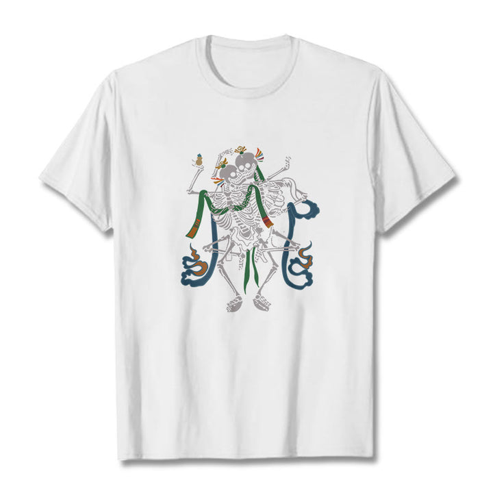 Buddha Stones Tibetan The Lord Of The Corpse Forest Design Tee T-shirt - White - 2XL - image 7