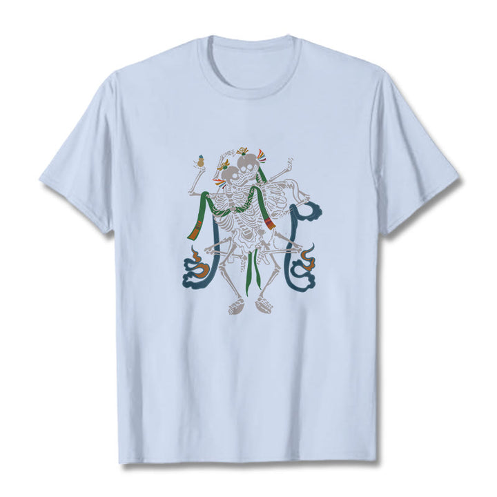 Buddha Stones Tibetan The Lord Of The Corpse Forest Design Tee T-shirt - Light Cyan - 2XL - image 12